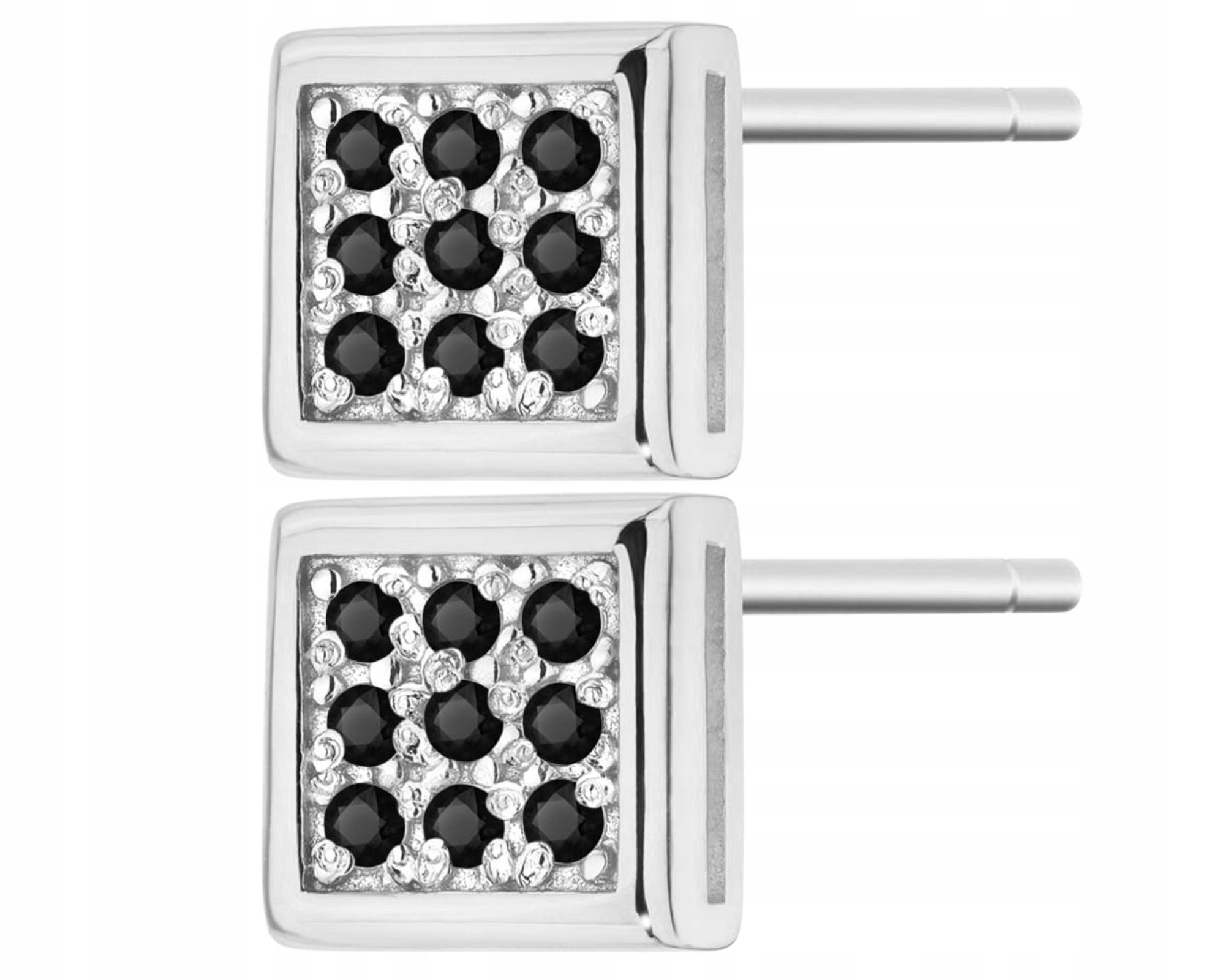 Bílé Zlato Náušnice S Černými Brilianty Čtverec Tyčinka Zlato 585 Dárek