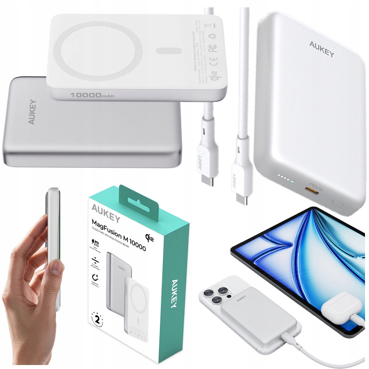 Powerbanka 10000 mAh QI2 bezdrôtové nabíjanie MagFusion Aukey PB-MS08