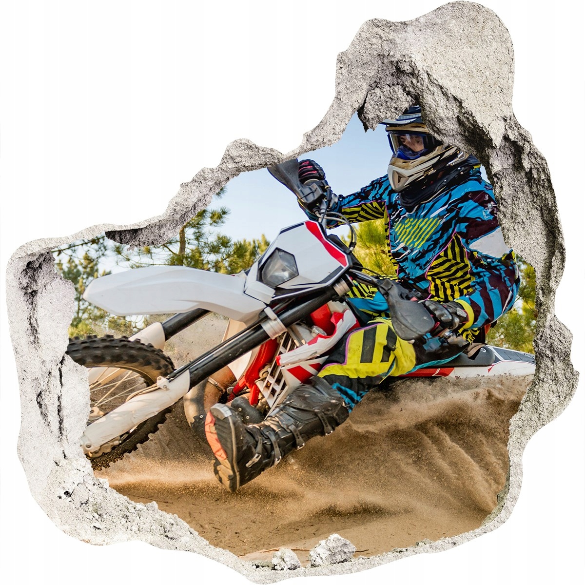 

Foto zdjęcie dziura na ścianę Naklejka Motocross