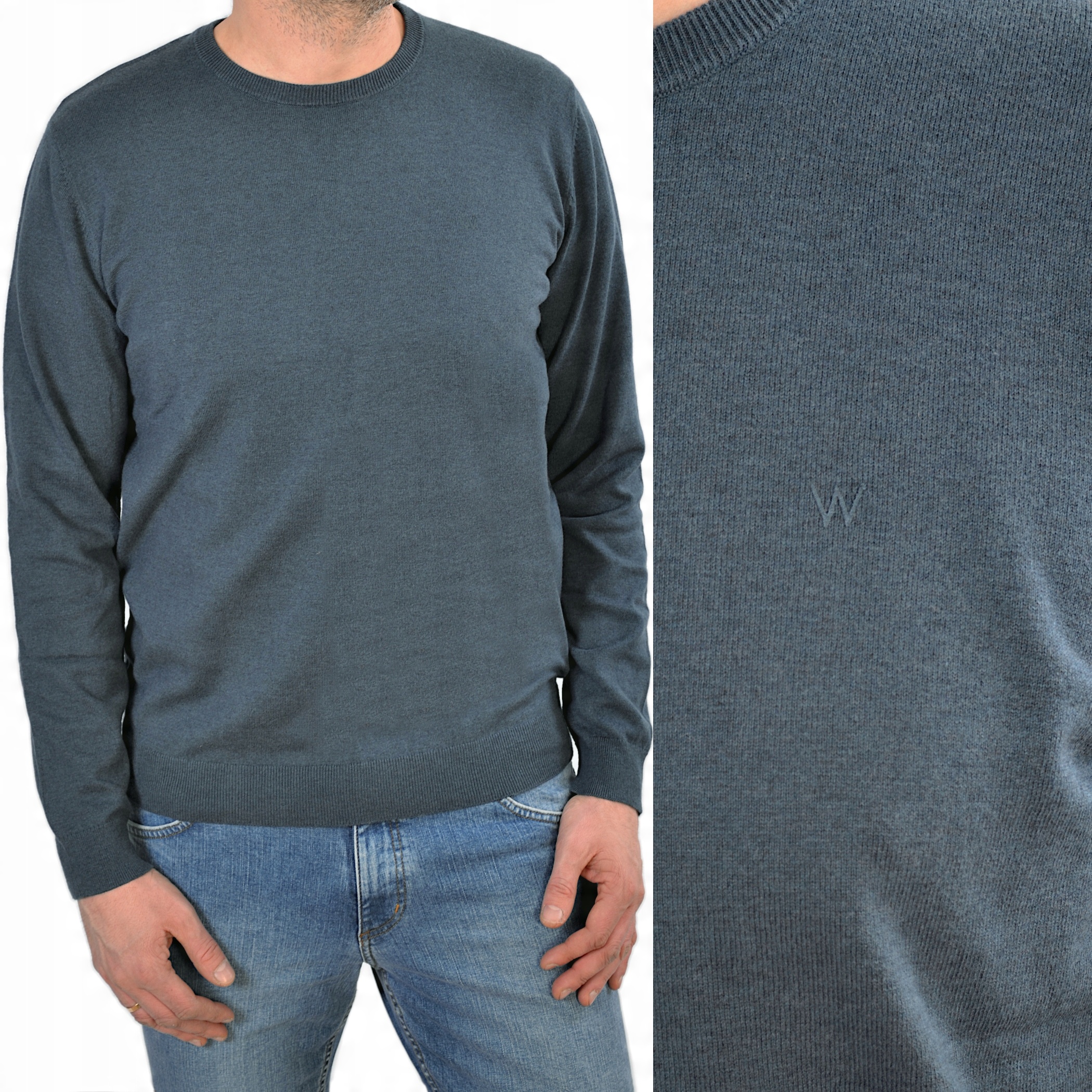 

Wrangler Crew Knit Blue Metal Sweter Z Wełną 3XL