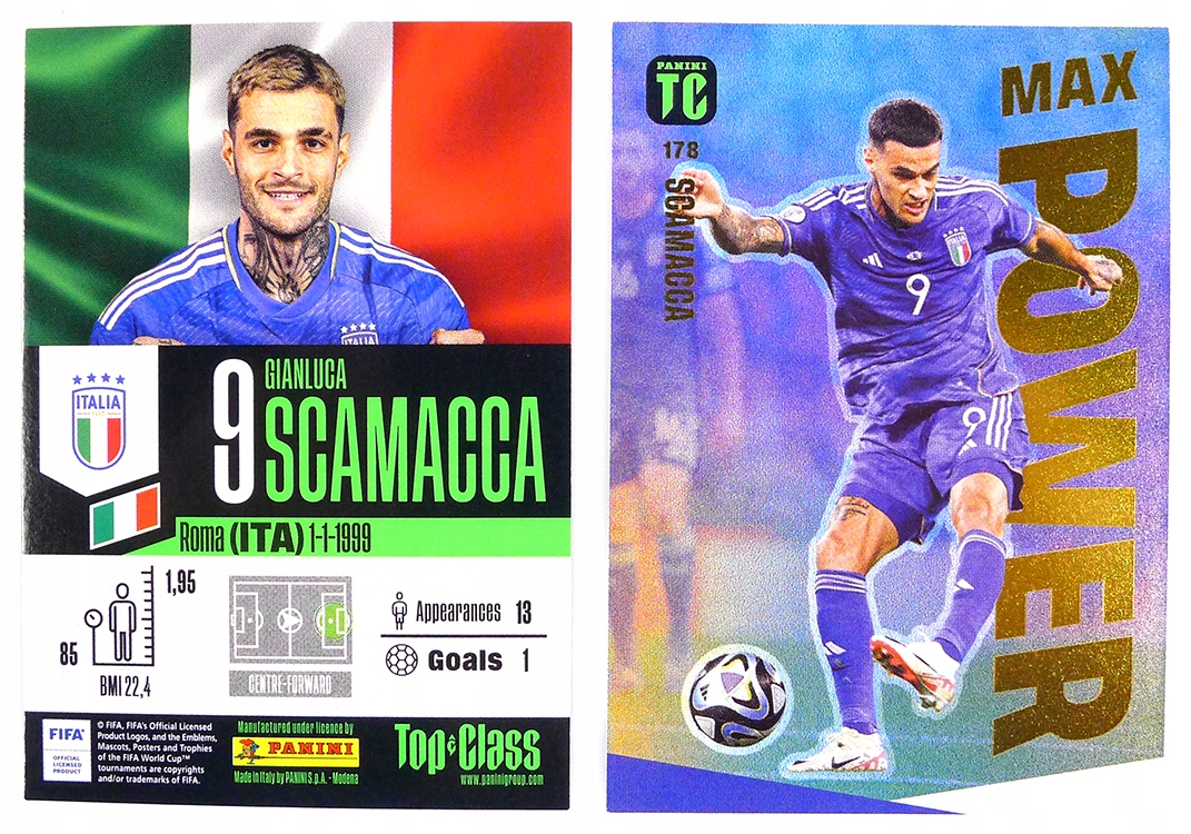 Karty piłkarskie Panini Top Class 2024 Max Power 178 Scamacca (Włochy)