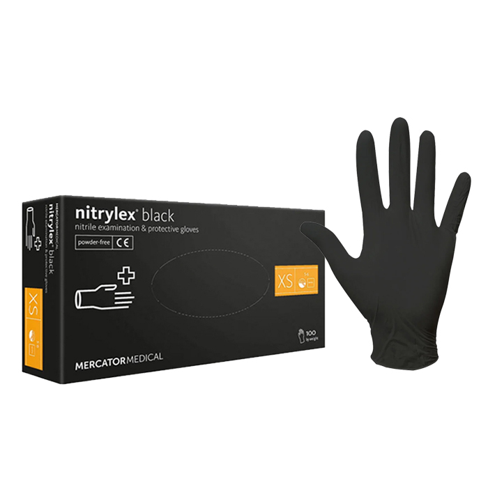 Rękawiczki nitrylowe - Nitrylex Black - czarne rękawice - 100 szt. roz. XS
