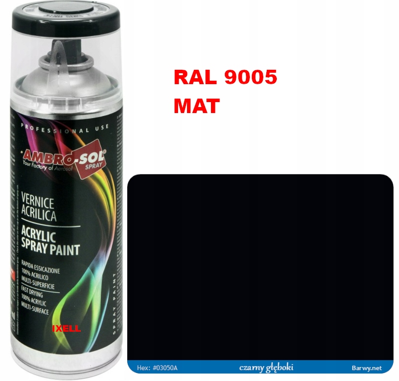 matowy czarny Spray 400 ml Ral 9005 profesjonal-line Hq Ambrosol 1233