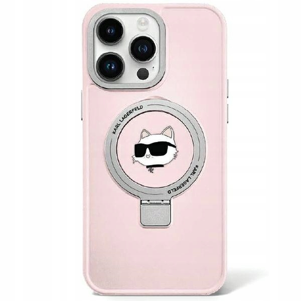 Karl Lagerfeld Ring Choupette MagSafe Pouzdro pro iPhone 15 Pro růžové