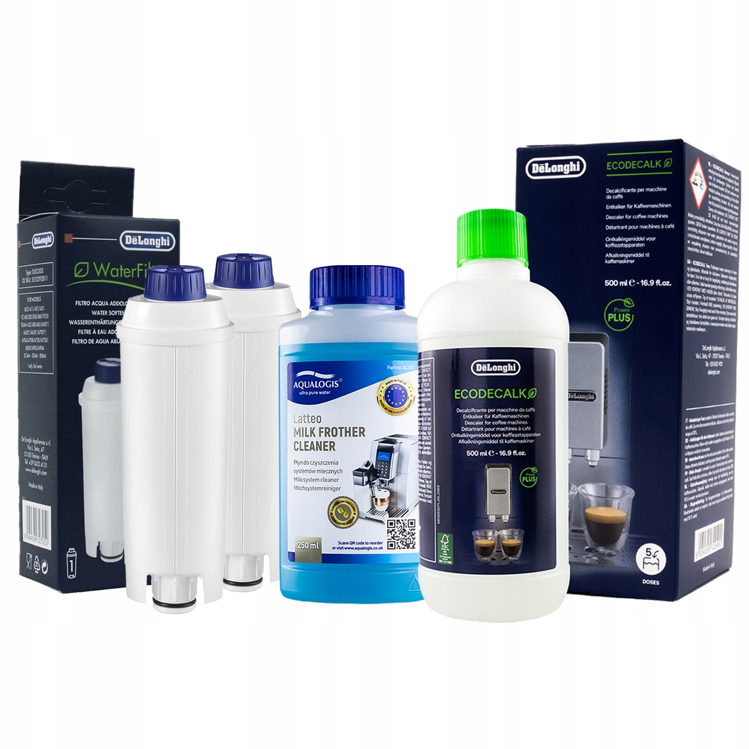 2x Filtr do kávovaru Delonghi DLSC002 EcoDecalk 500 ml Tekutina 250 ml