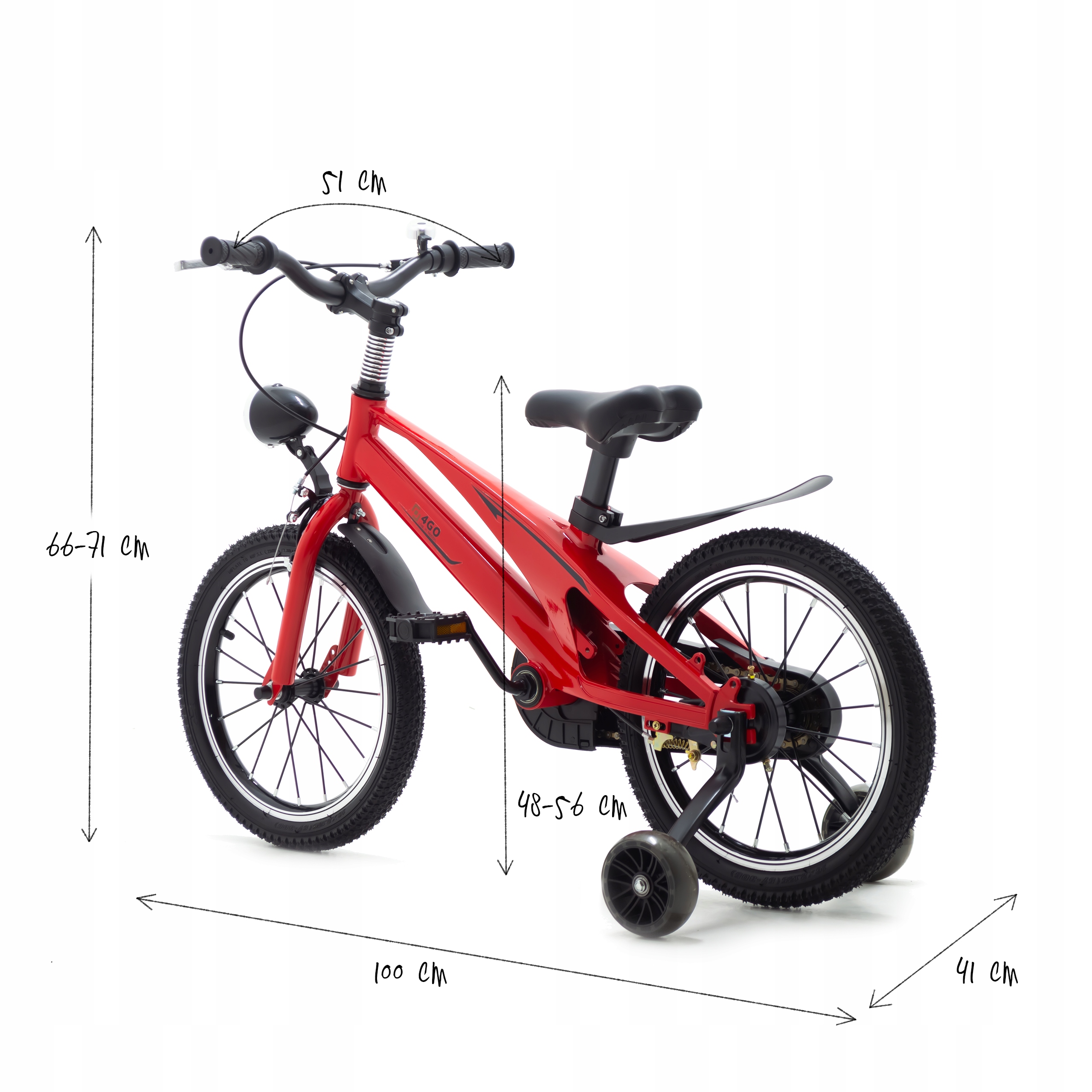 ROWEREK DZIECIĘCY 14 CALI Z BOCZNYMI KÓŁKAMI ROWER DLA DZIECI CZERWONY Rozmiar ramy 14 cali