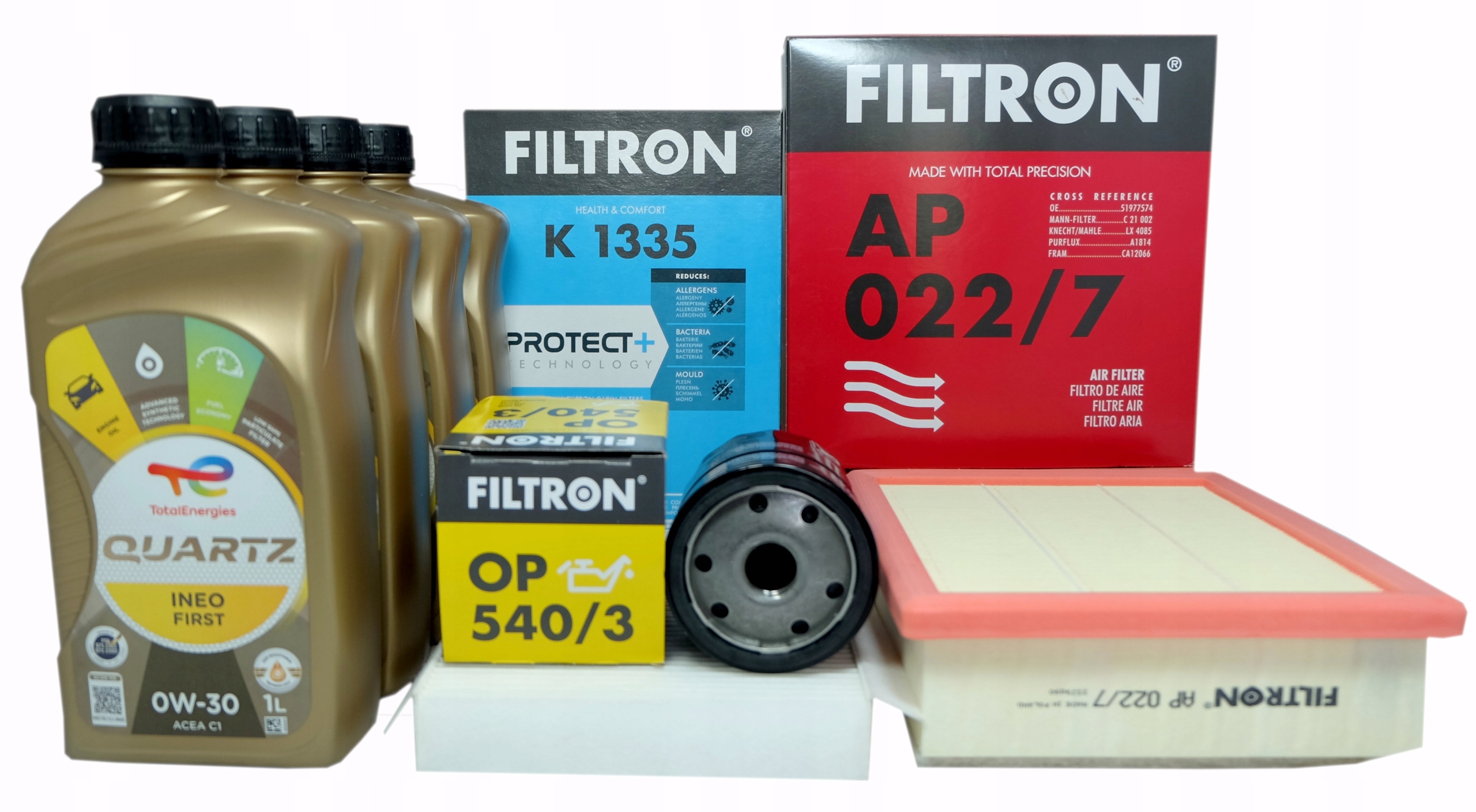 3 x filter Filtron olej 0w30 Total ineo First Fiat 500X Jeep Renegade 1.4