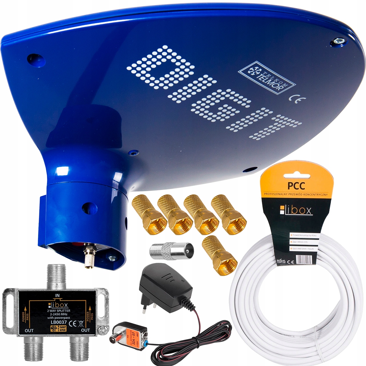 ZESTAW ANTENA TELMOR DIGIT ACTIVA DVB-T2 NA 2TV 4K