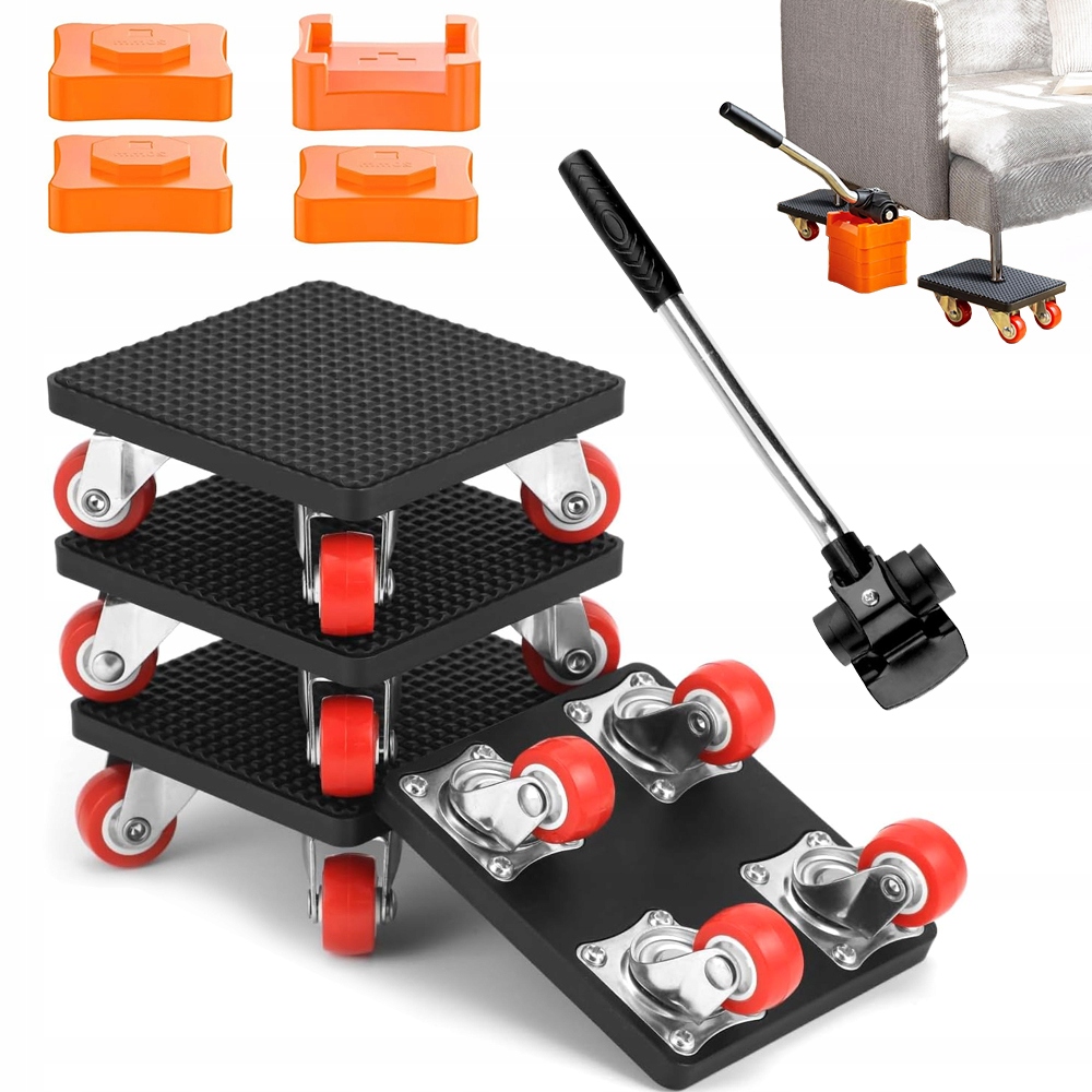 4PCS Przenośny Zestaw Rolki Do Transportu Przesuwania Mebli Nośność 500KG