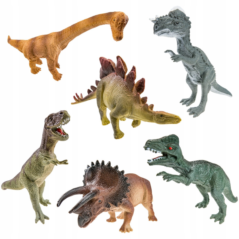 

Figurki Duże Dinozaury Różne Twarda Guma 6 sztuk
