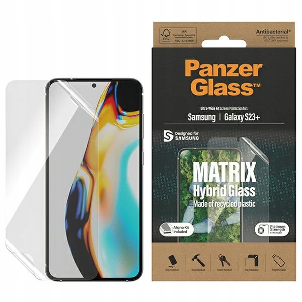 Hybridní Sklo PanzerGlass Matrix pro Samsung Galaxy S23+ Plus s aplikátorem