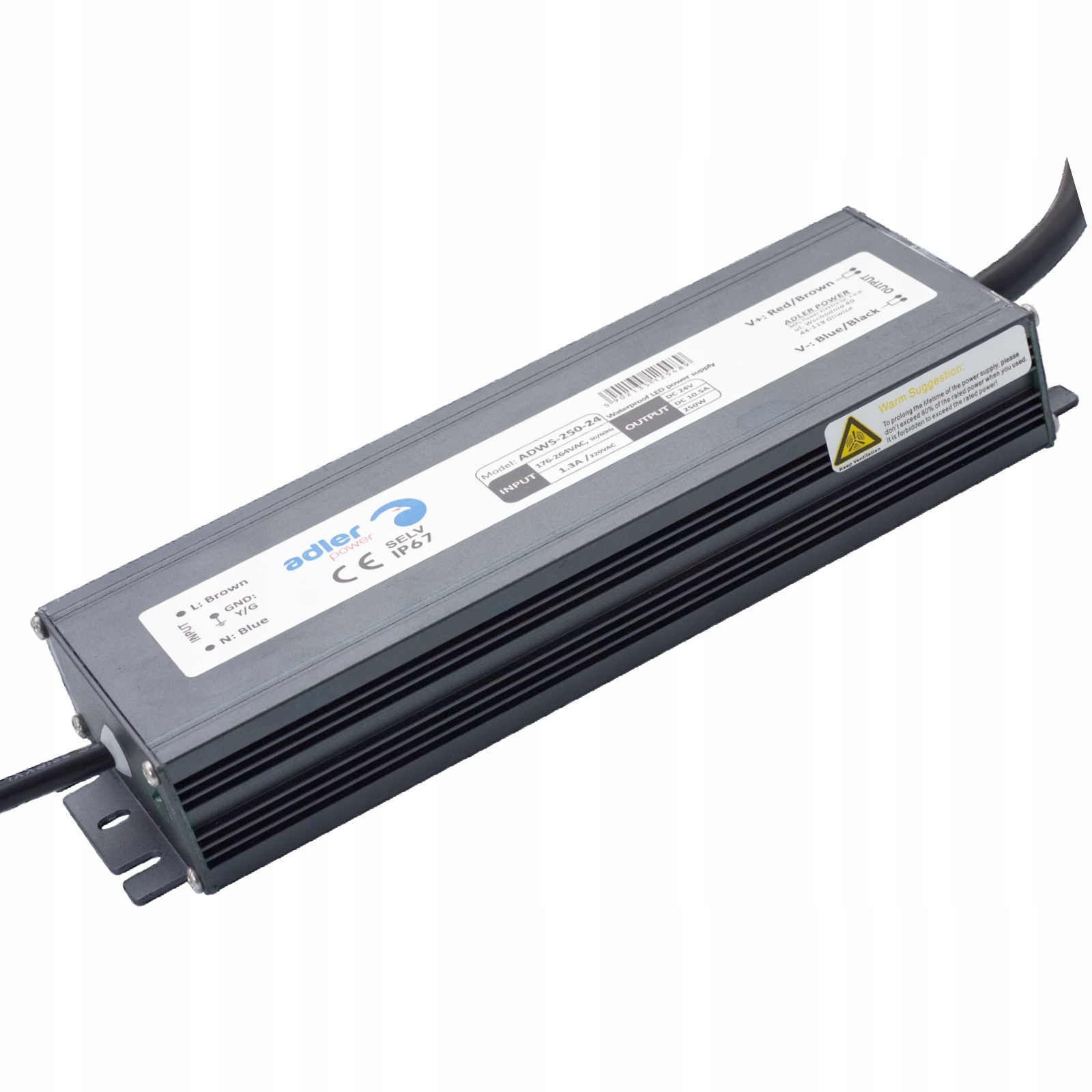 Napájecí zdroj 12V pro Led pásky 250W plochý a hermetický Adler Adws 250-12