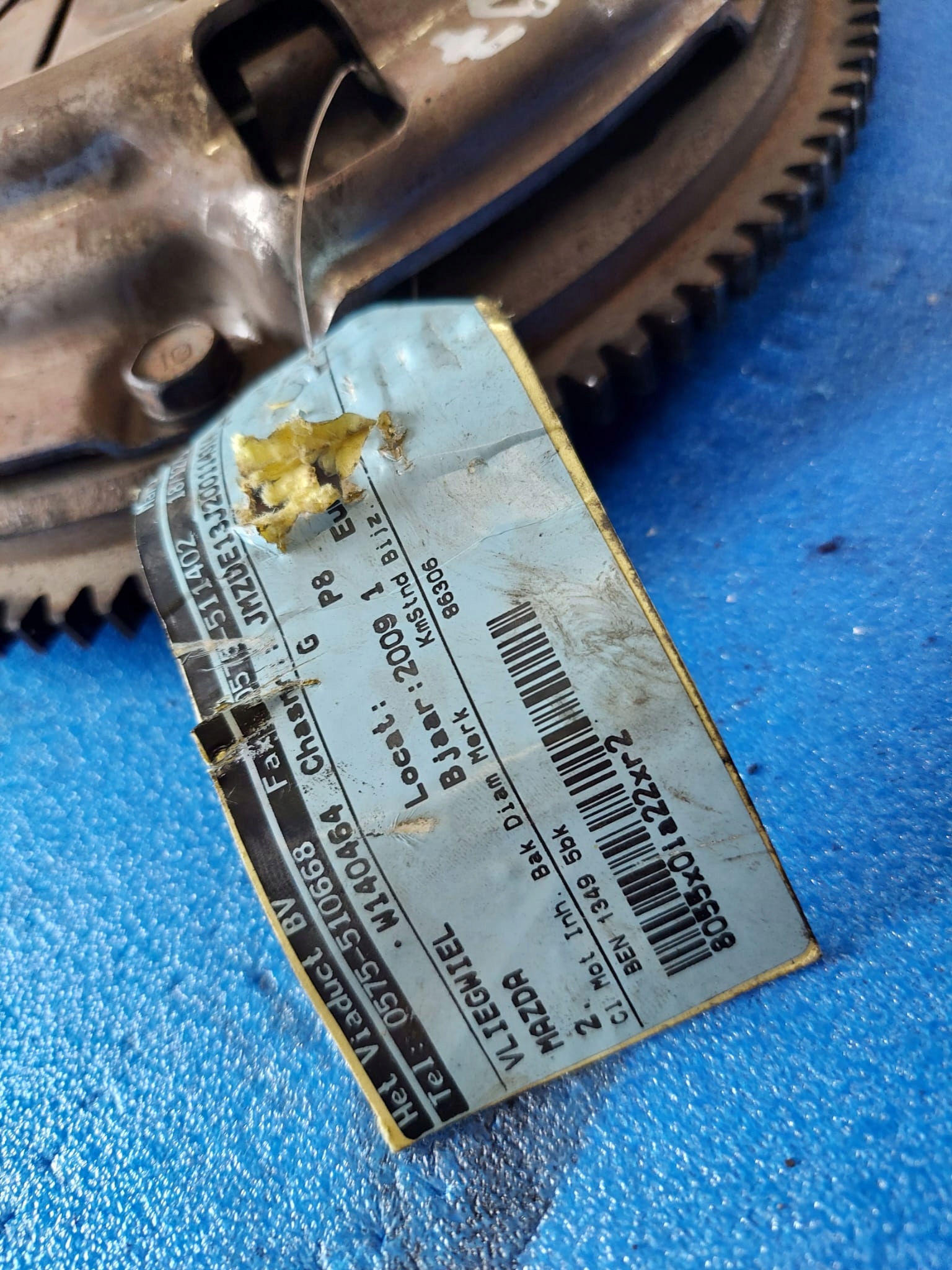clutch wheel SZTYWNE MAZDA 2009 R 1.3 B ZL27