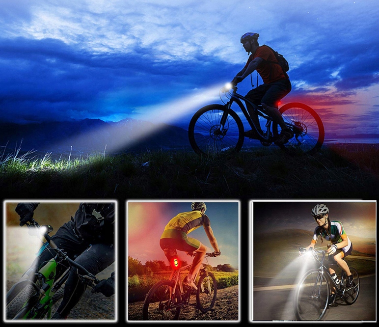 LAMPKA ROWEROWA TYŁ PRZÓD LED USB UCHWYT ZESTAW 2 Model 2018