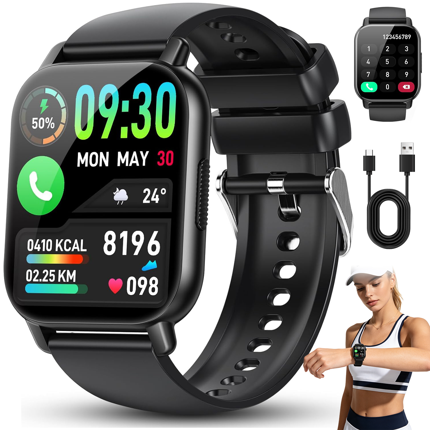 Smartwatch 1.85 Cala 111 Trybów Sportowych Tętno SPO2 Do Android Ios