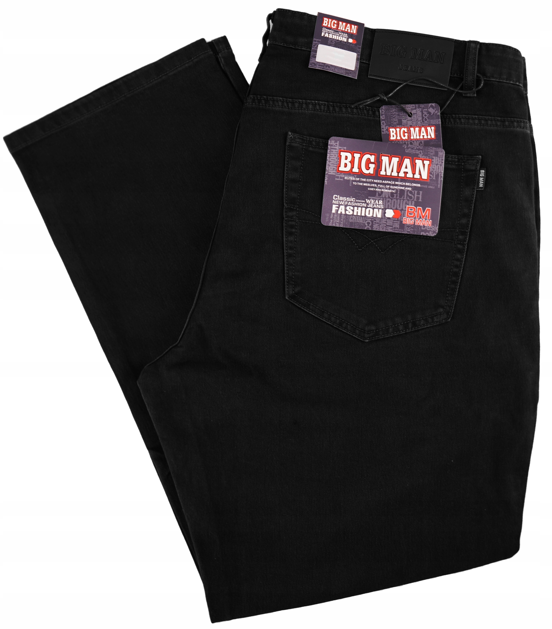 Spodnie Męskie Bawełniane Czarne Jeansowe Klasyczne Duże Dżinsy W42 L32