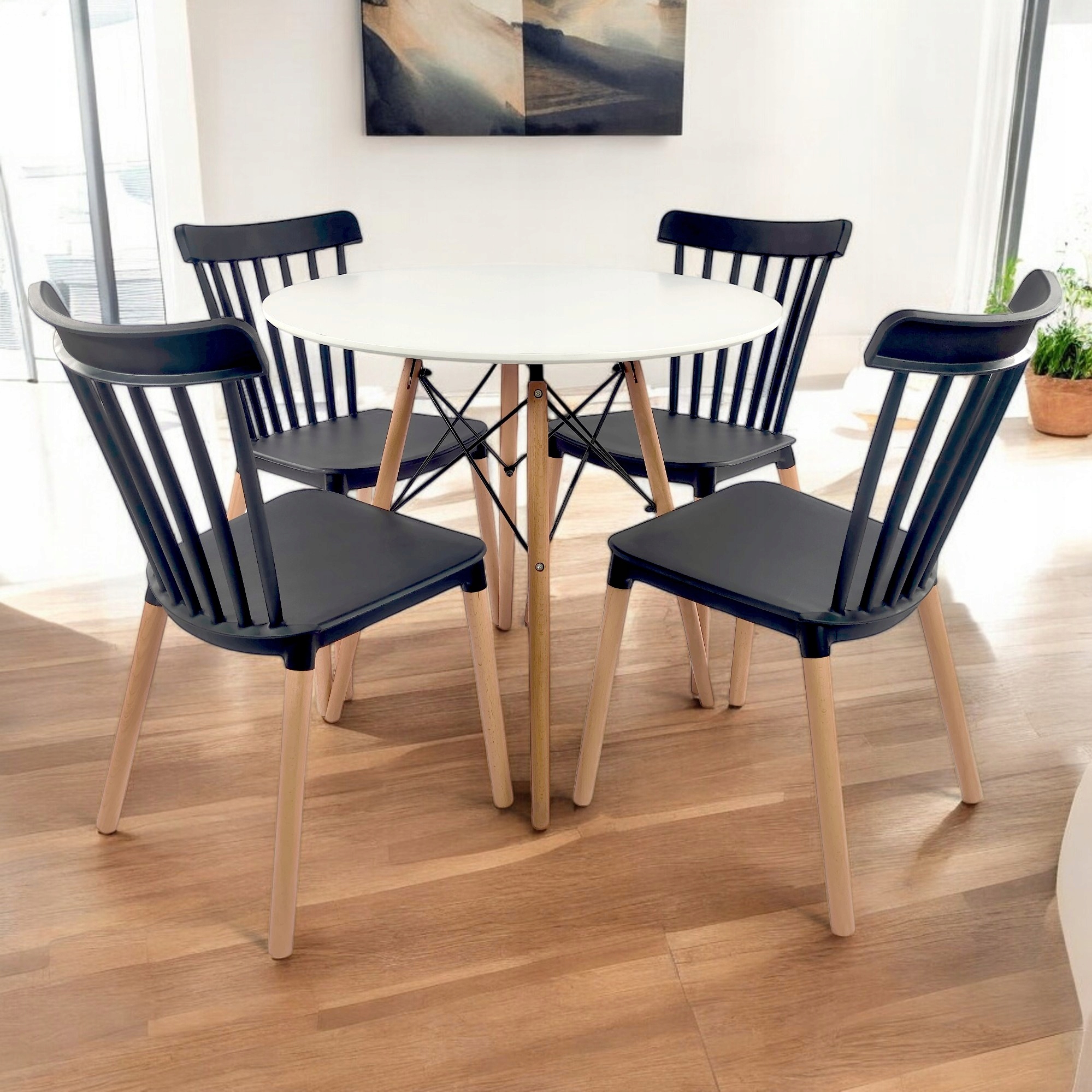 Stół Jadalniany Okrągły 80 Biały w Stylu Skandynawskim Prowansja do Salonu Kolor mebla biały