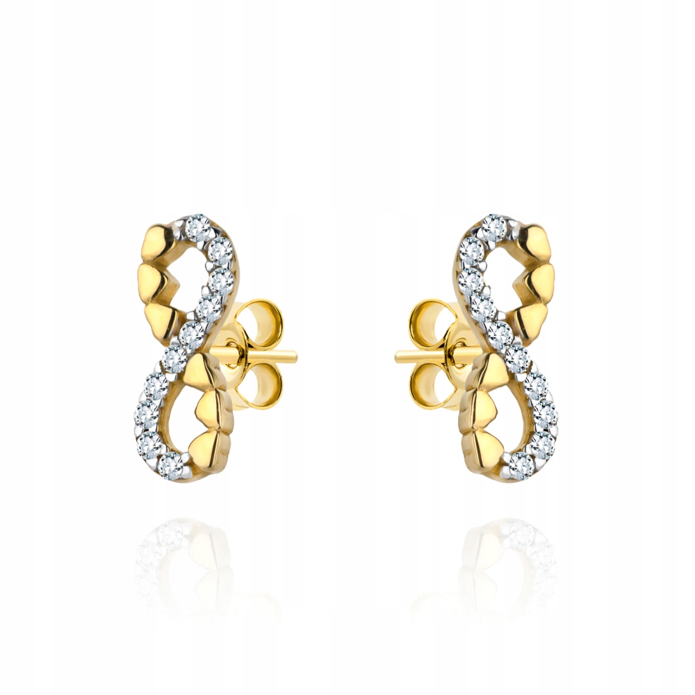 

Kolczyki złote znak nieskończoności, cyrkonie