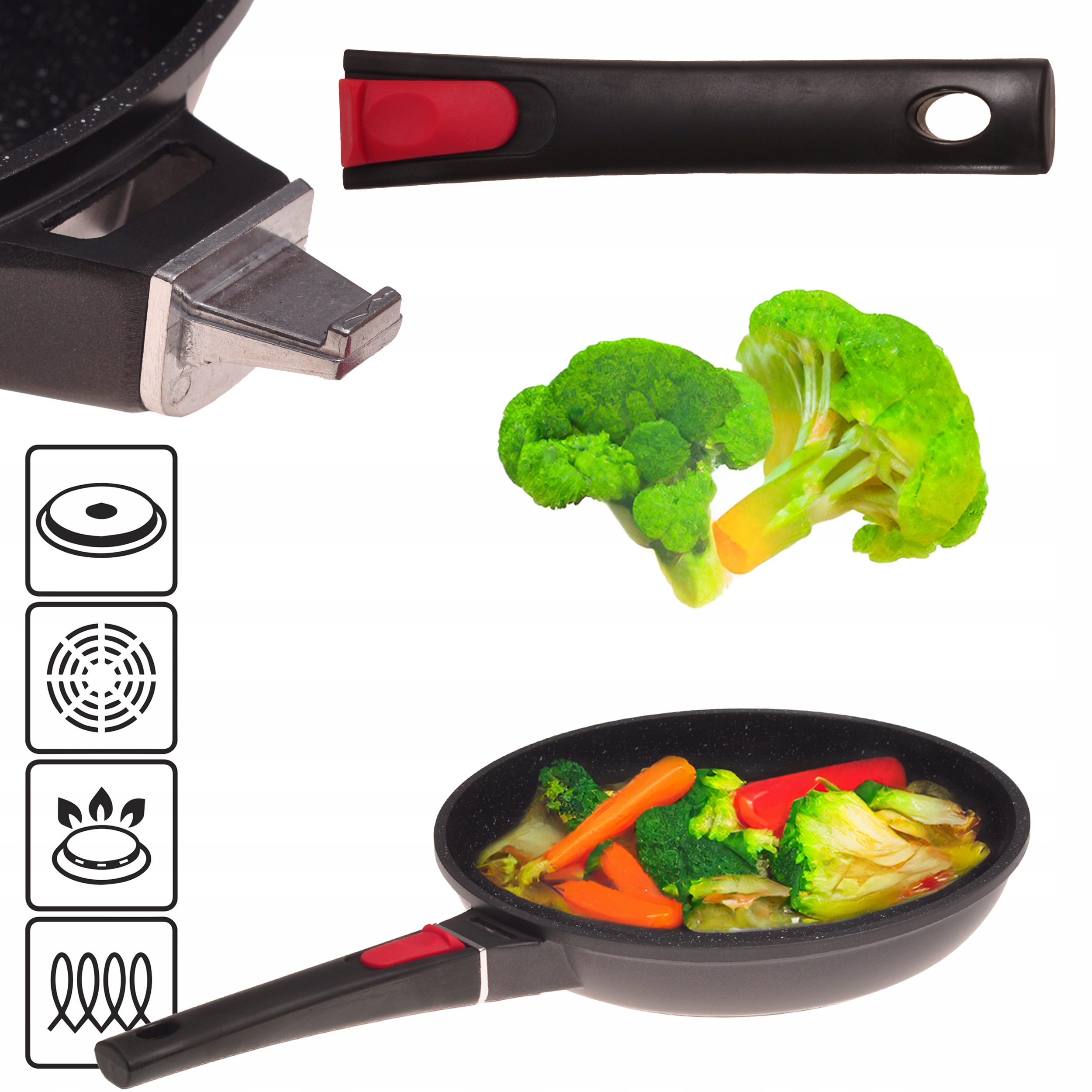 PATELNIA MARMUROWA SOLIDNA GRUBA ODPINANA RĄCZKA GAZ INDUKCJA KAMILLE