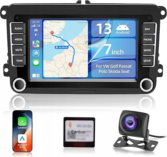 2DIN rádio Android Carplay WiFi Gps kamera Vw Seat Škoda 7 palců