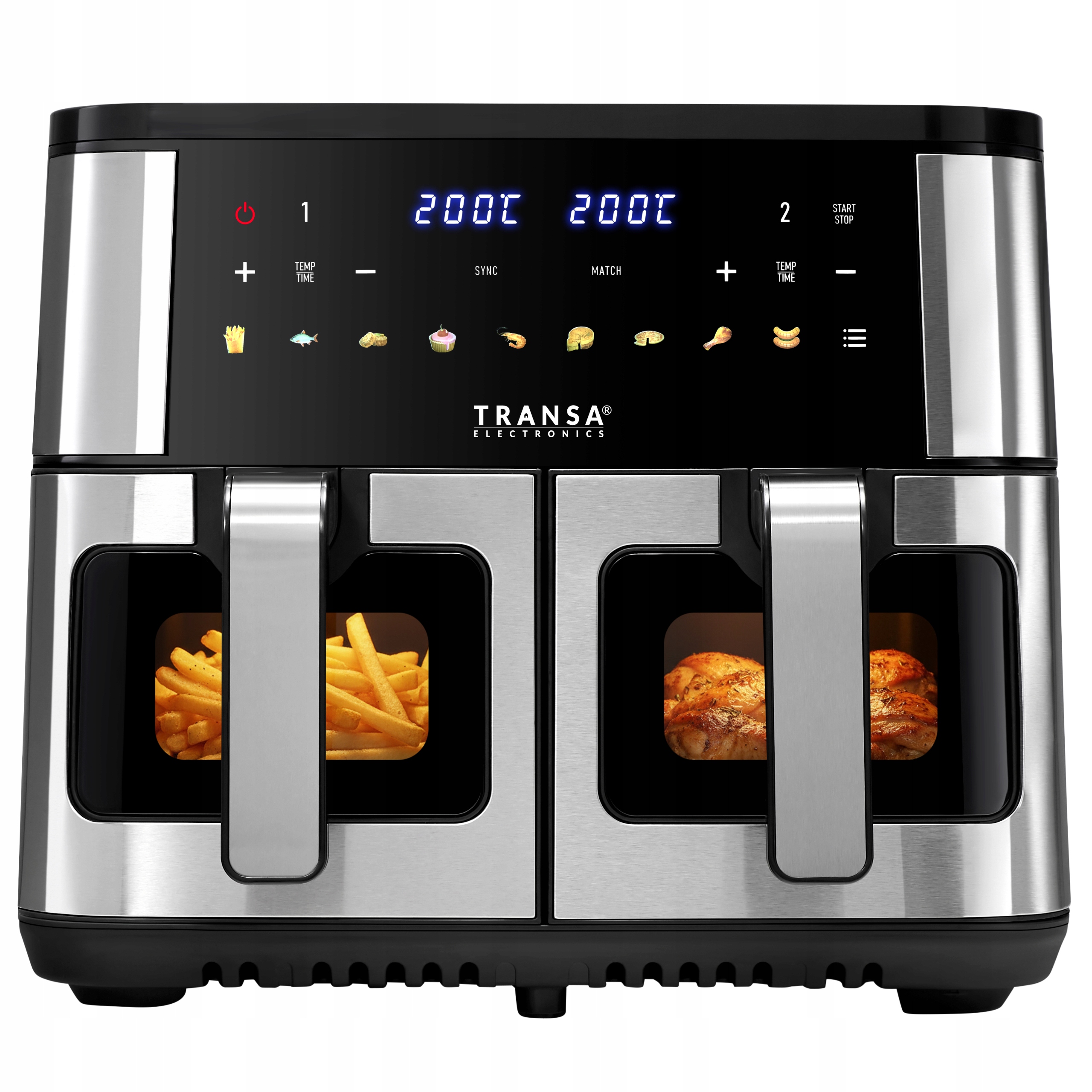 Frytkownica Beztłuszczowa Dwukomorowa Air Fryer 9 Programów Led 9L 2800W