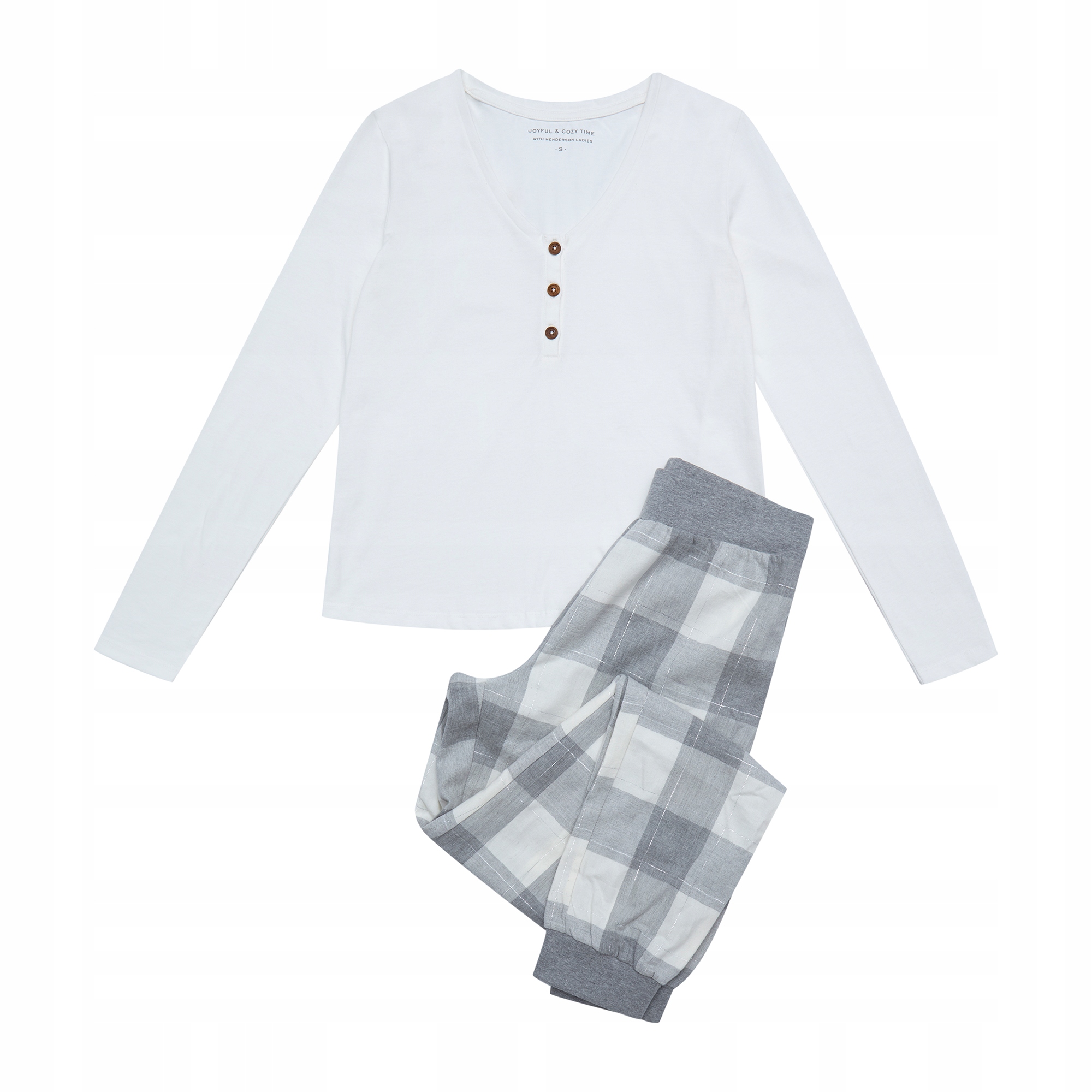 Piżama Henderson Ladies Farris Bawełniana Długi Rękaw Ecru XL