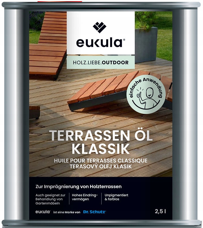 Eukula Terrace Oil Klassik 2,5L bezfarebný olej na terasu a drevo