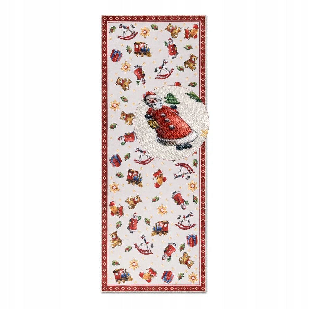 Koberec koberec běhoun vánoční, pod vánoční stromeček 80x200 cm, protiskluzový, plochý tkaný
