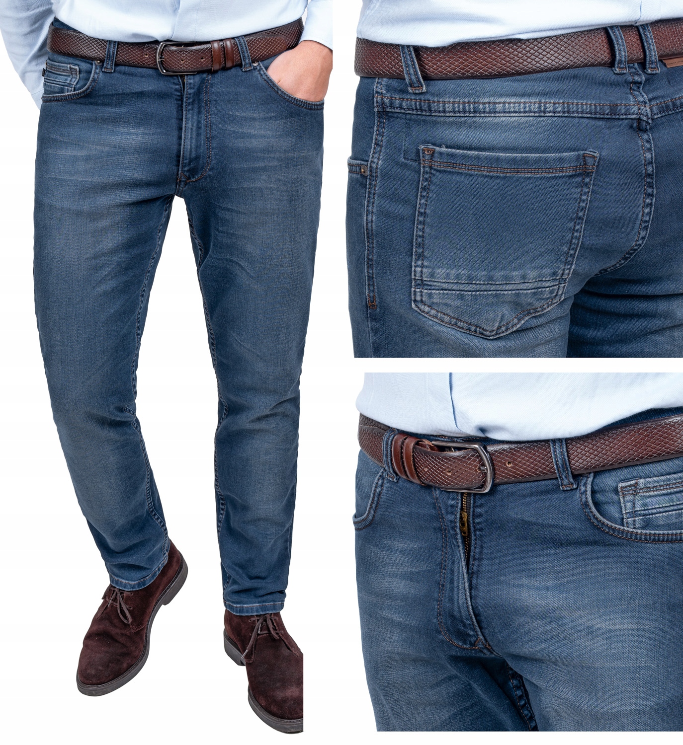 Jeans męskie spodnie lekko zwężane elastyczne Pl 88 cm L:30