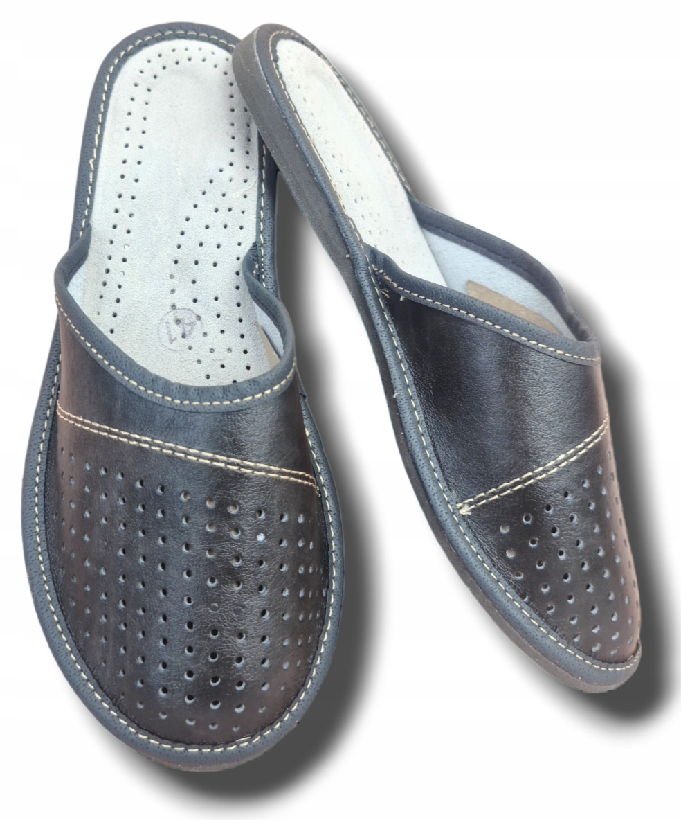 Pantofle Klapki Męskie Skórzane Rozmiar 40 Wsuwane Grafitowe Rozmiary 40-46