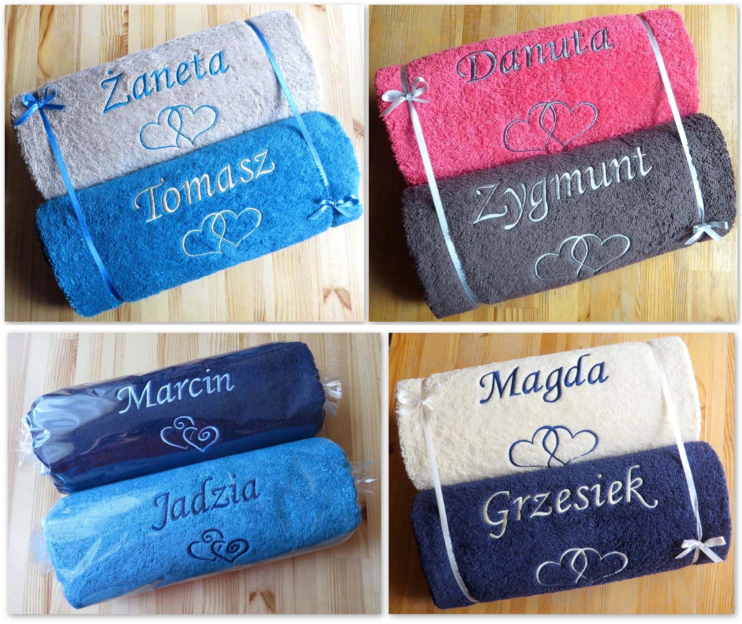 Ręczniki z NAPISEM haft IMIĘ prezent ŚLUB ROCZNICA Z dedykacją Tak