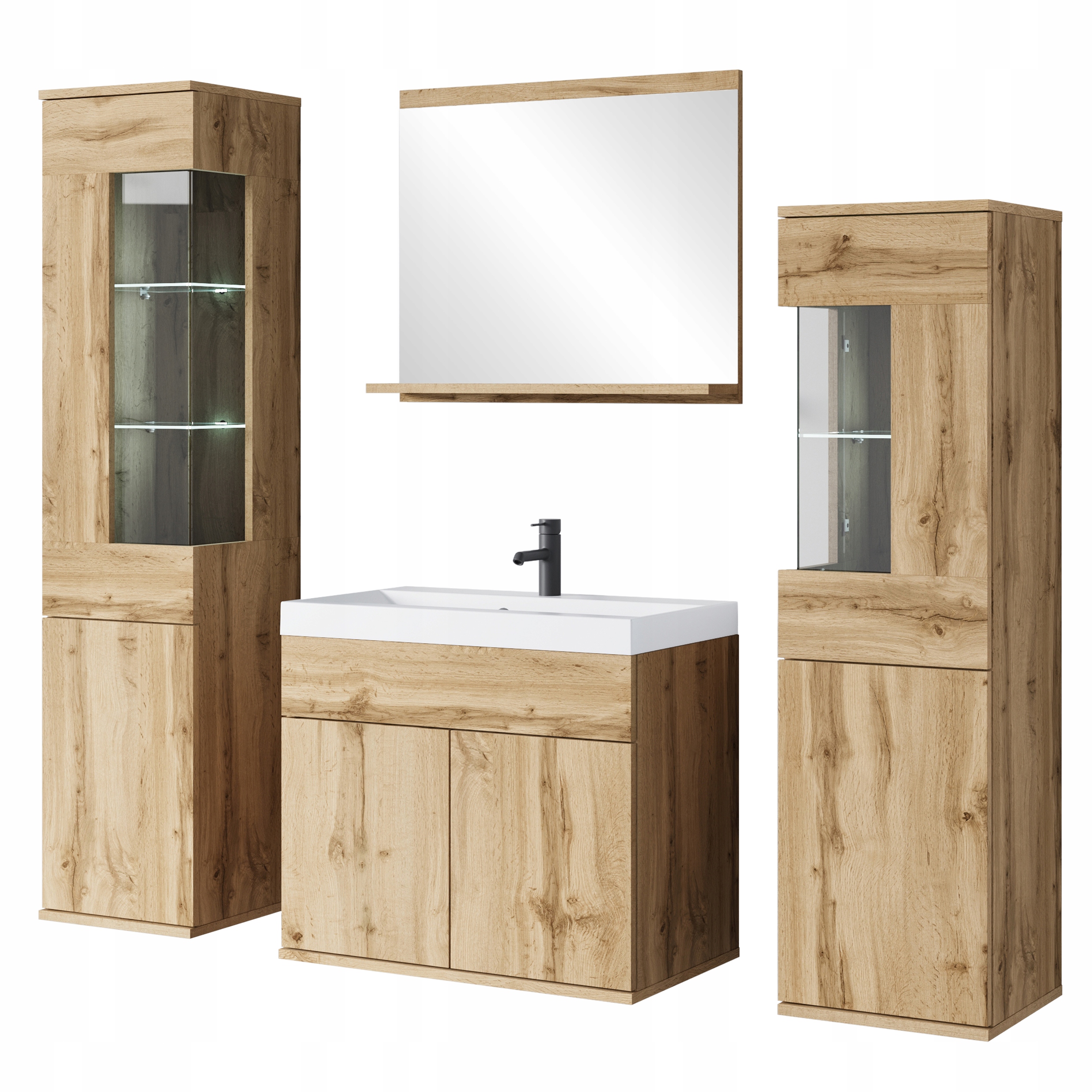 Sada kúpeľňového nábytku Nairobi, vitrína, zrkadlo, umývadlo