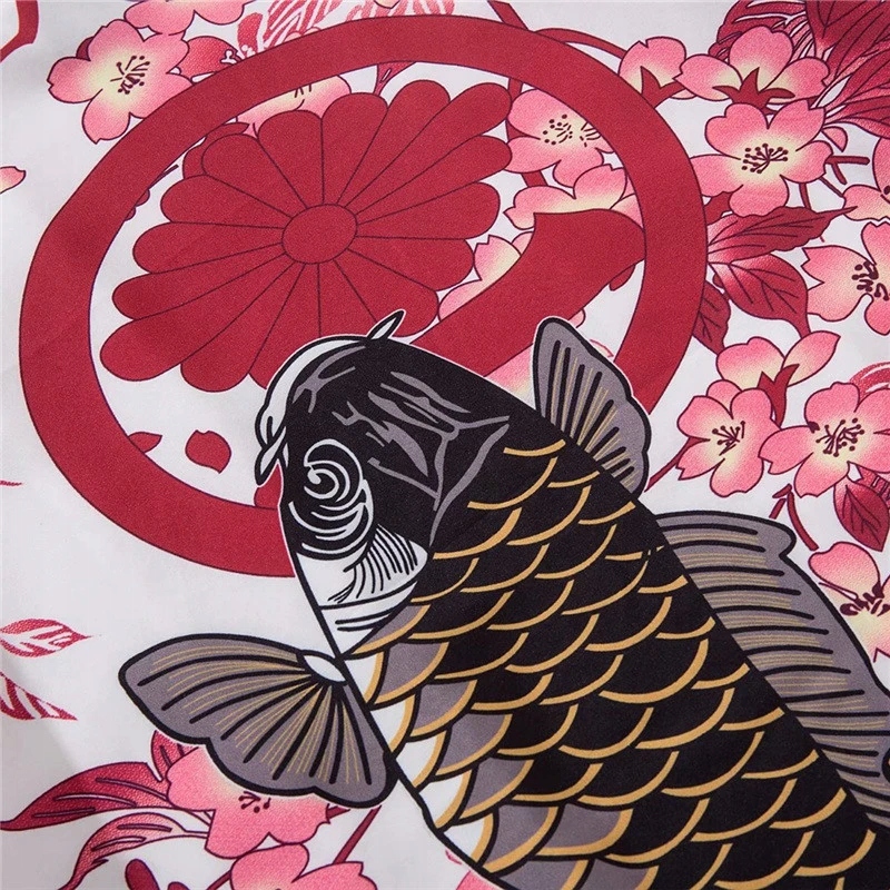 JAPOŃSKIE KIMONO HAORI SAMURAJ AMATERASU GO DAIGO KIKUMON KIKU KARP KOI2 Rozmiar L/XL