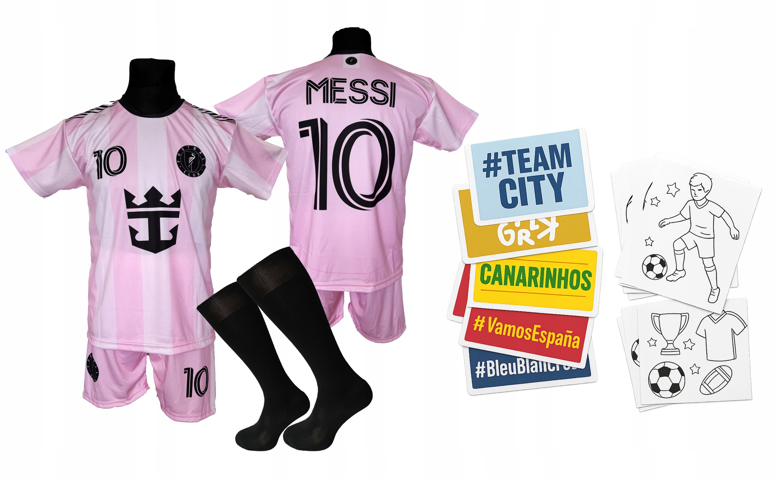 strój piłkarski dla dzieci Messi wlepka kolorowanka r 146