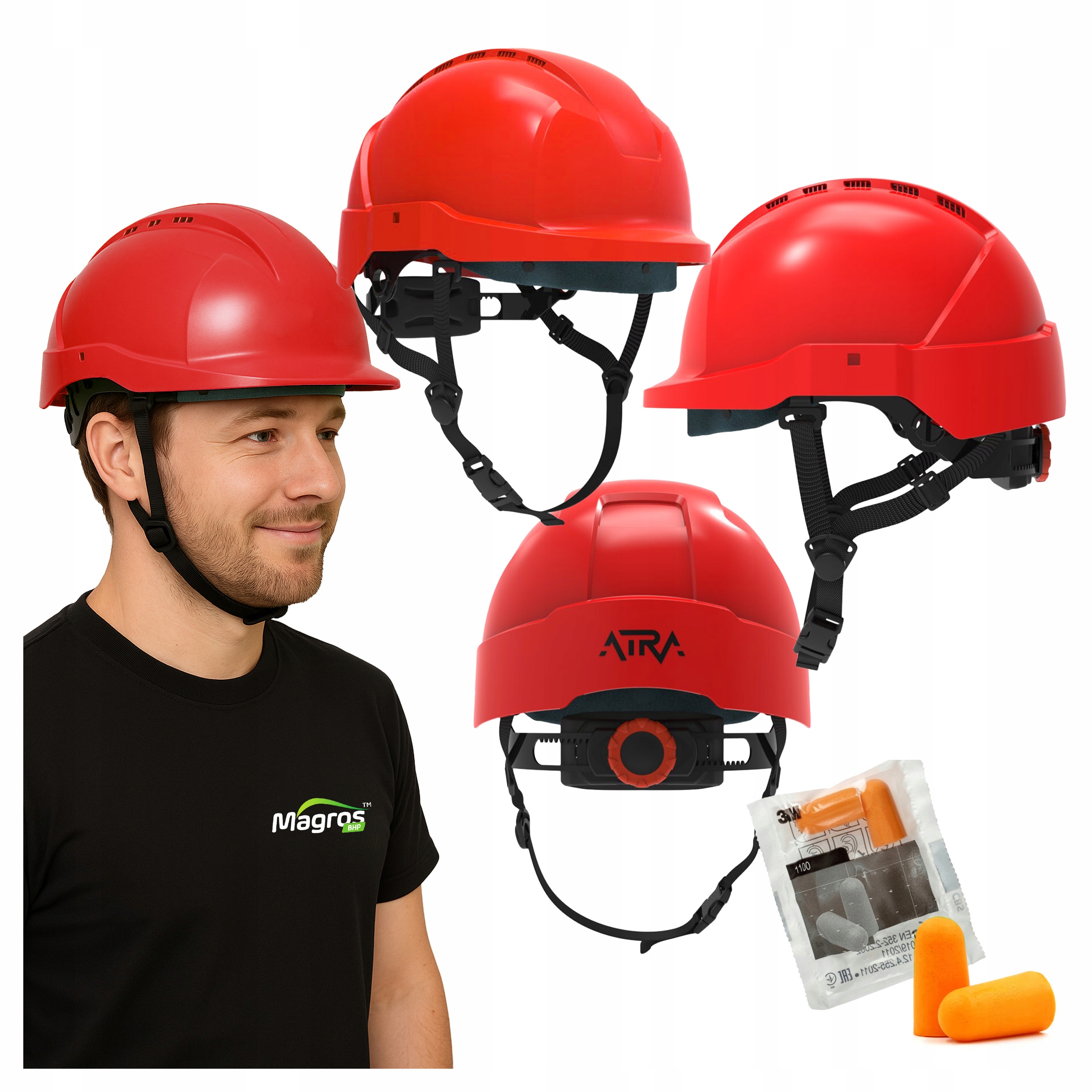 Ochranná přilba Stavební ventilační přilba Bozp Ce Červená Protekt Atra 10V