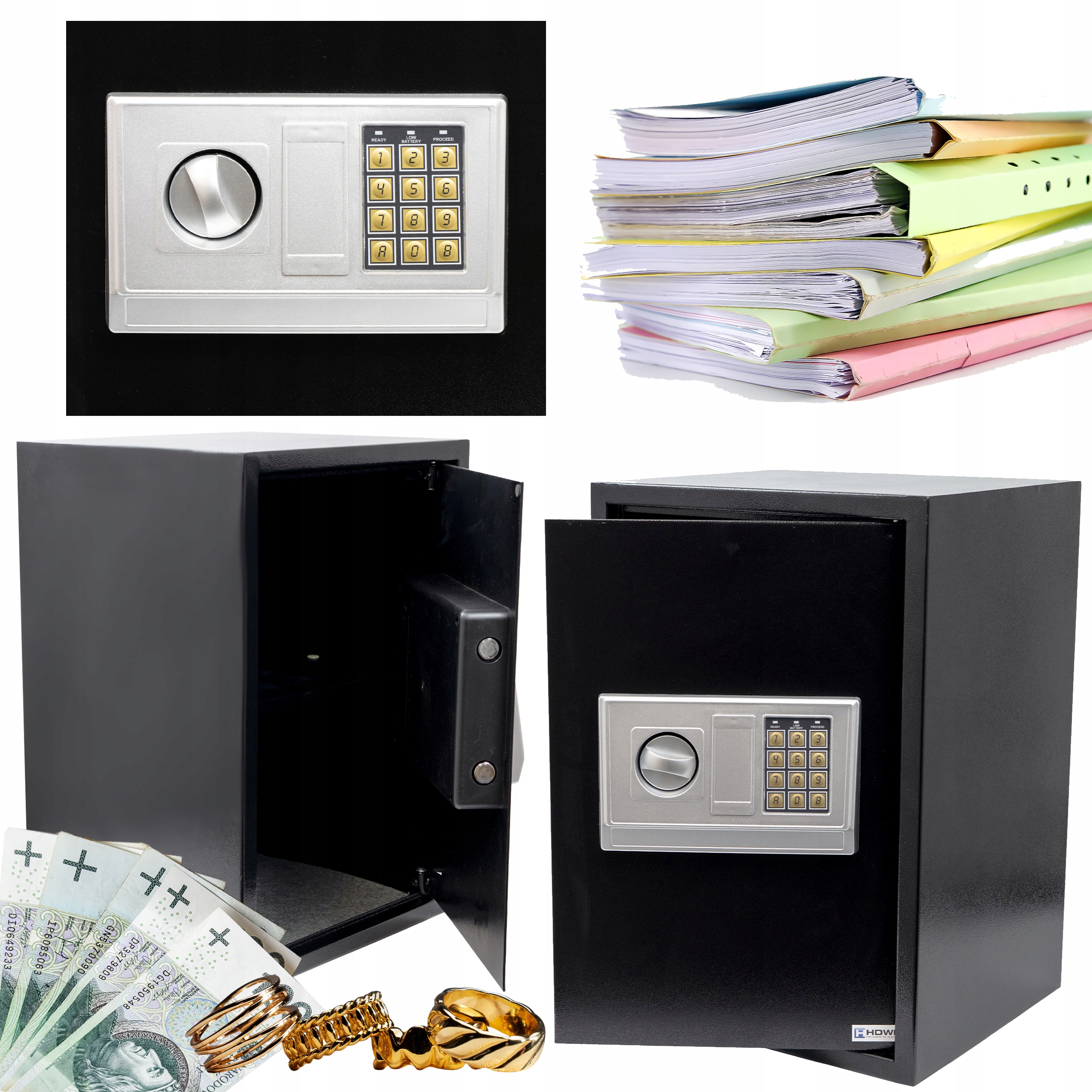 Sejf na kod Pin i zamek elektroniczna kasa pancerna na pieniądze duża stal