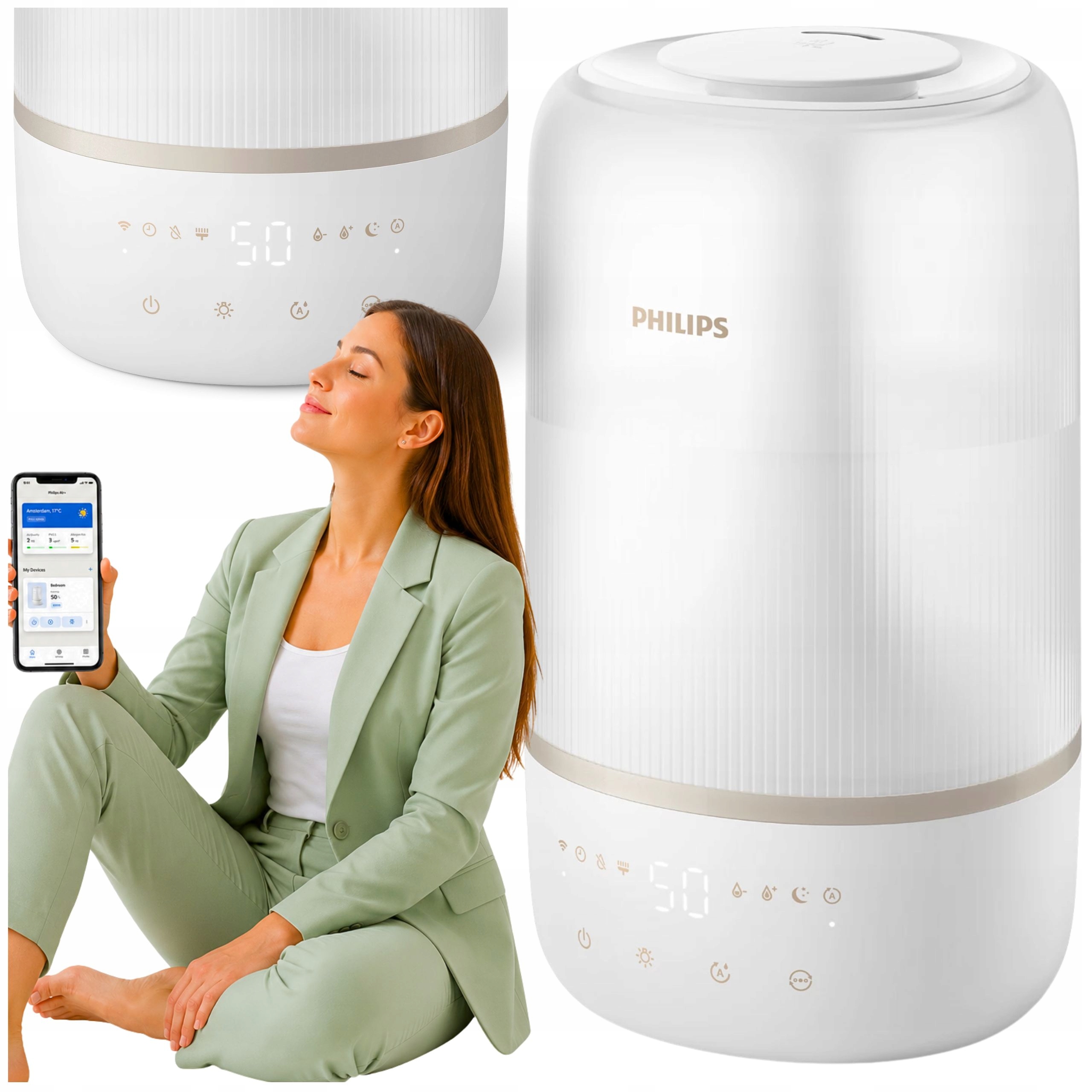 Philips Zvlhčovač vzduchu HU1510/04 3L Aplikácia Air+ Aromaterapia 41 m²