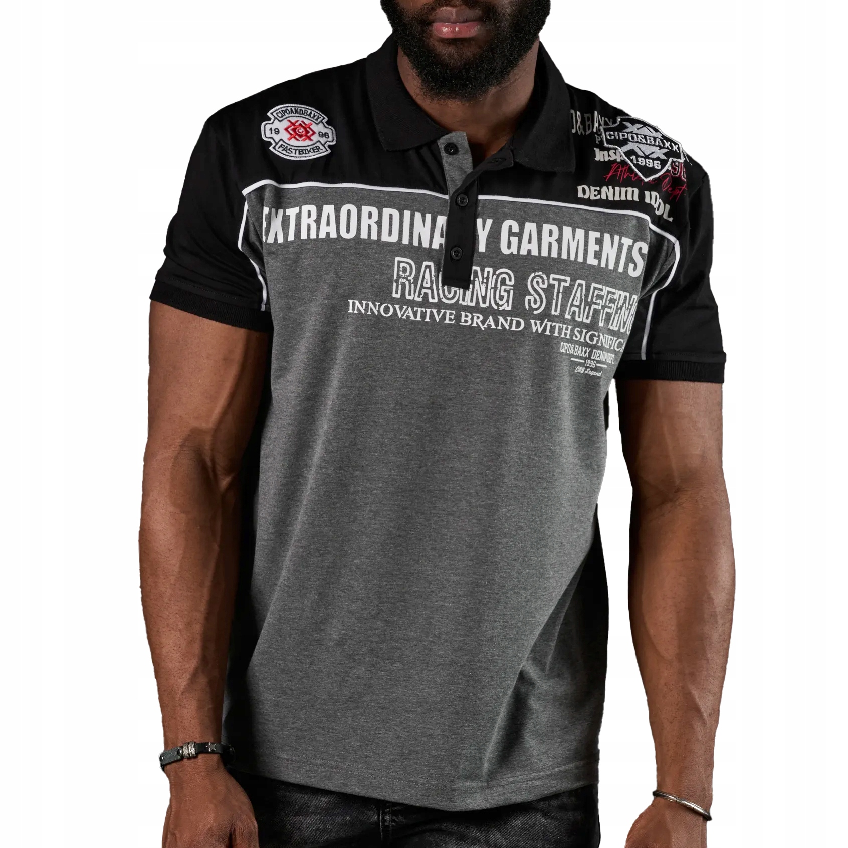 Tričko Polokošile Cipo Baxx Elastické nášivky Nápisy