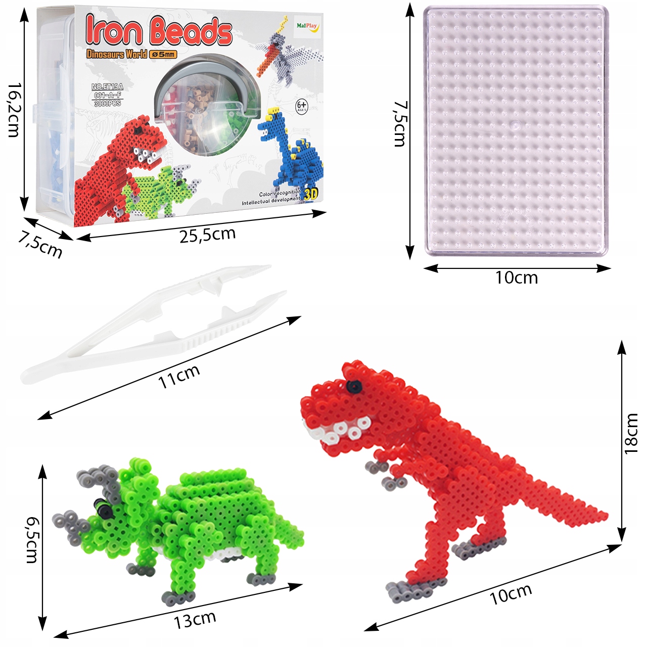 ŽEHLICÍ KORÁLKY DIY DINOSAURS 3000 KS ŽEHLIČKA 3D ŠABLONY Hrdina žádný