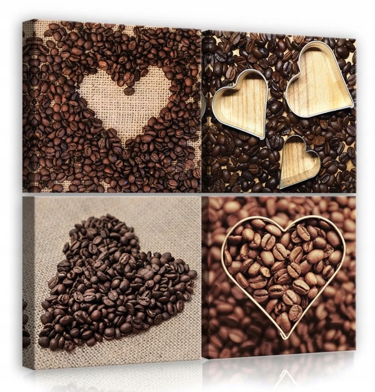 Obraz 50x50 Káva zrno srdce láska vůně ranek útulnost teplo