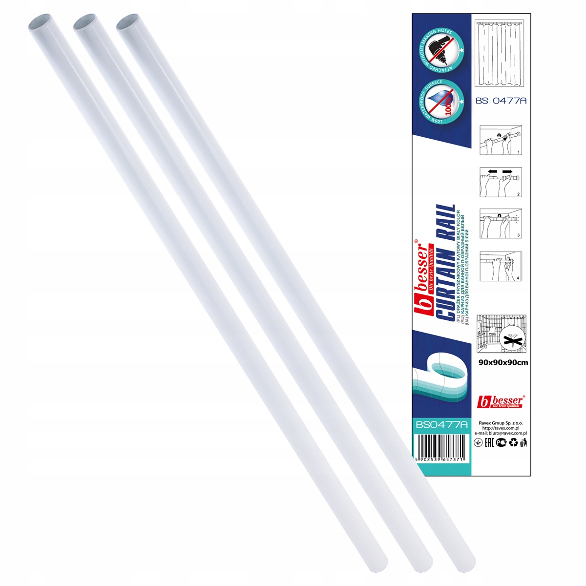 DRĄŻEK PRYSZNICOWY DO ZASŁONY KĄTOWY 90*90*90 cm EAN (GTIN) 5902539657371