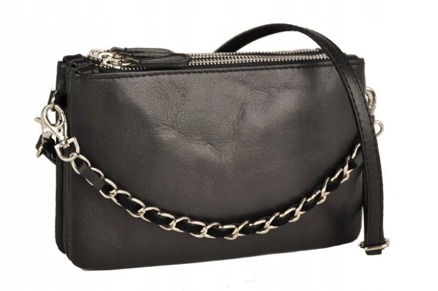 Módní italská kožená kabelka přes rameno černá