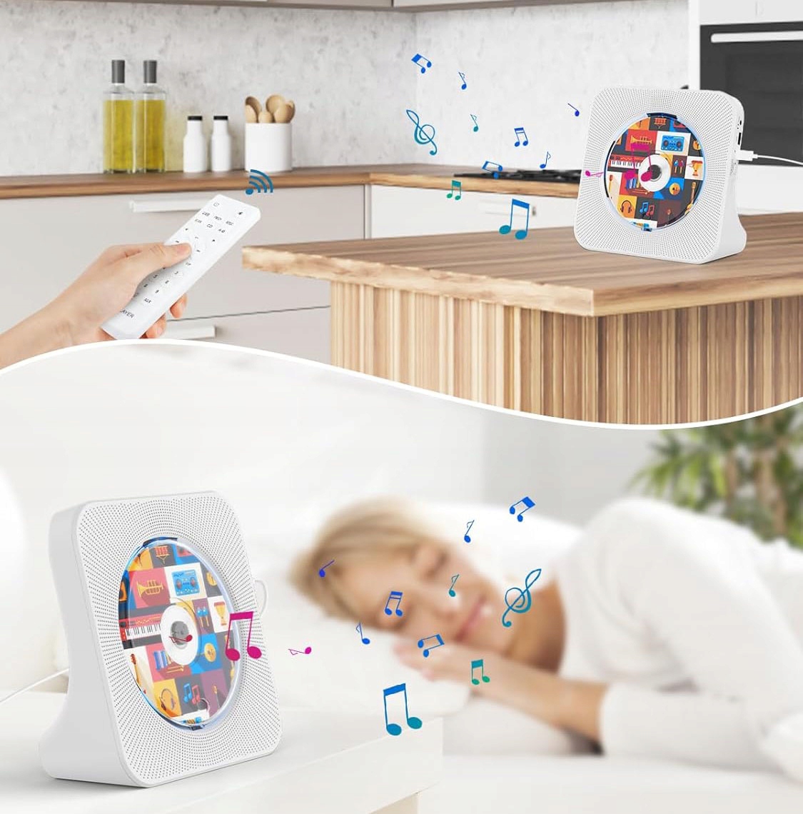 ODTWARZACZ CD BLUETOOTH Z GŁOŚNIKAMI, ODTWARZACZ CD PRZENOŚNY GŁOŚNIK HI-FI Wysokość produktu 19 cm