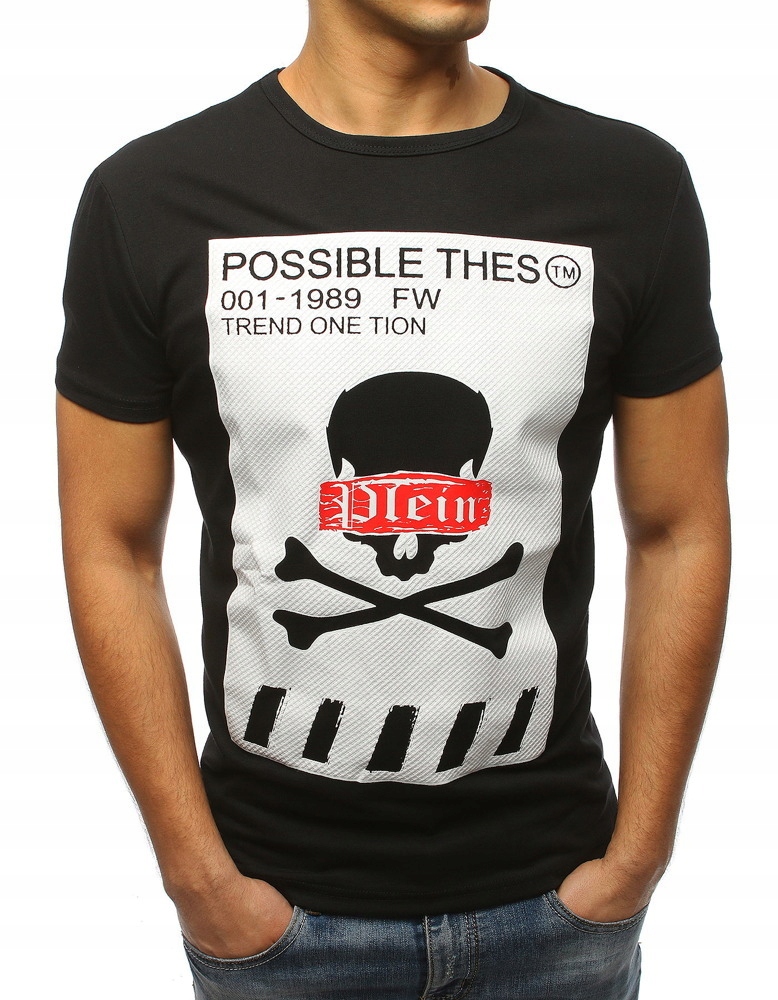 

T-shirt Męski Z Nadrukiem Czarny rx3184 - M