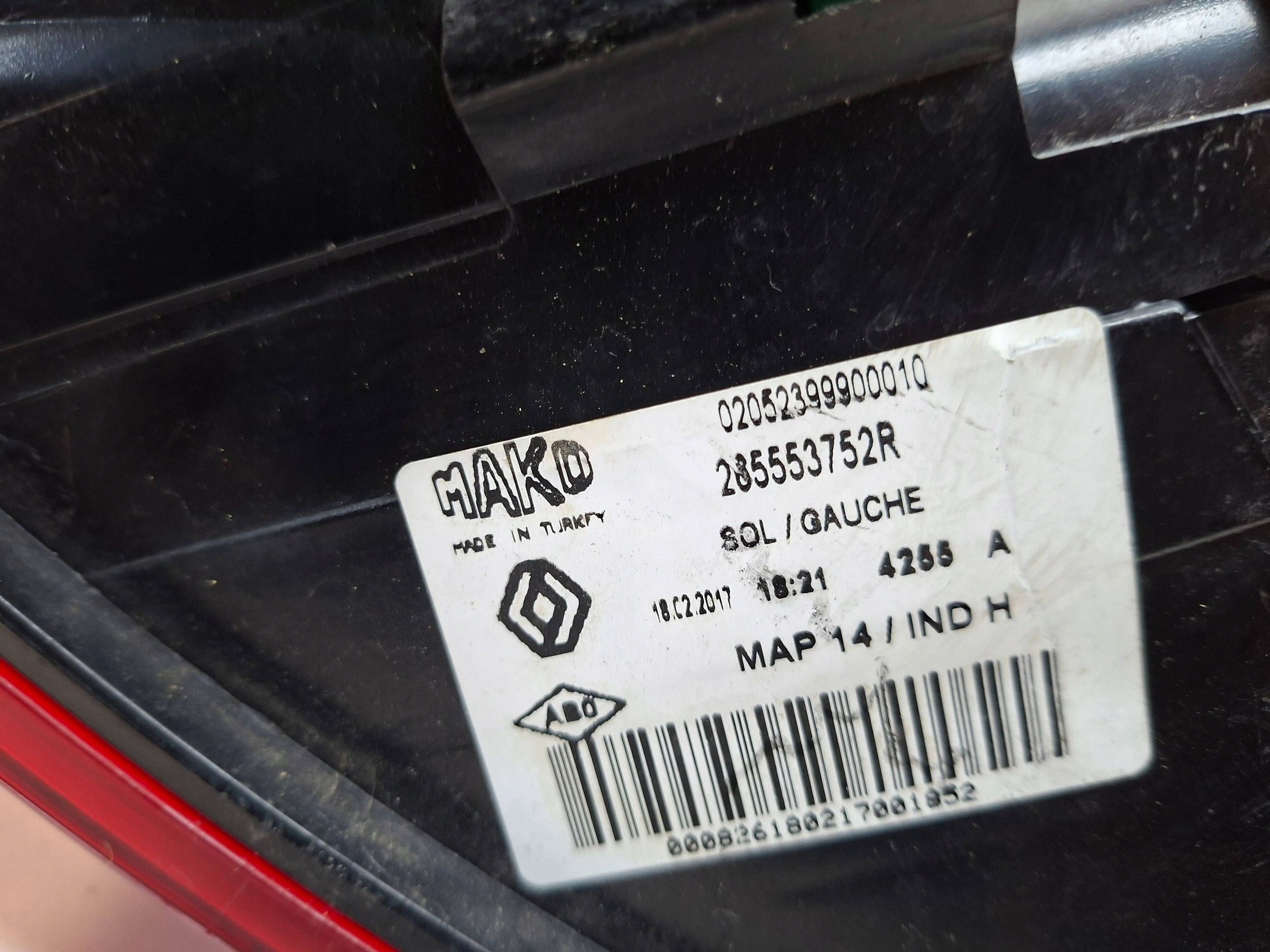 light rear left 265553752R RENAULT CLIO IV HB LIFT 2016