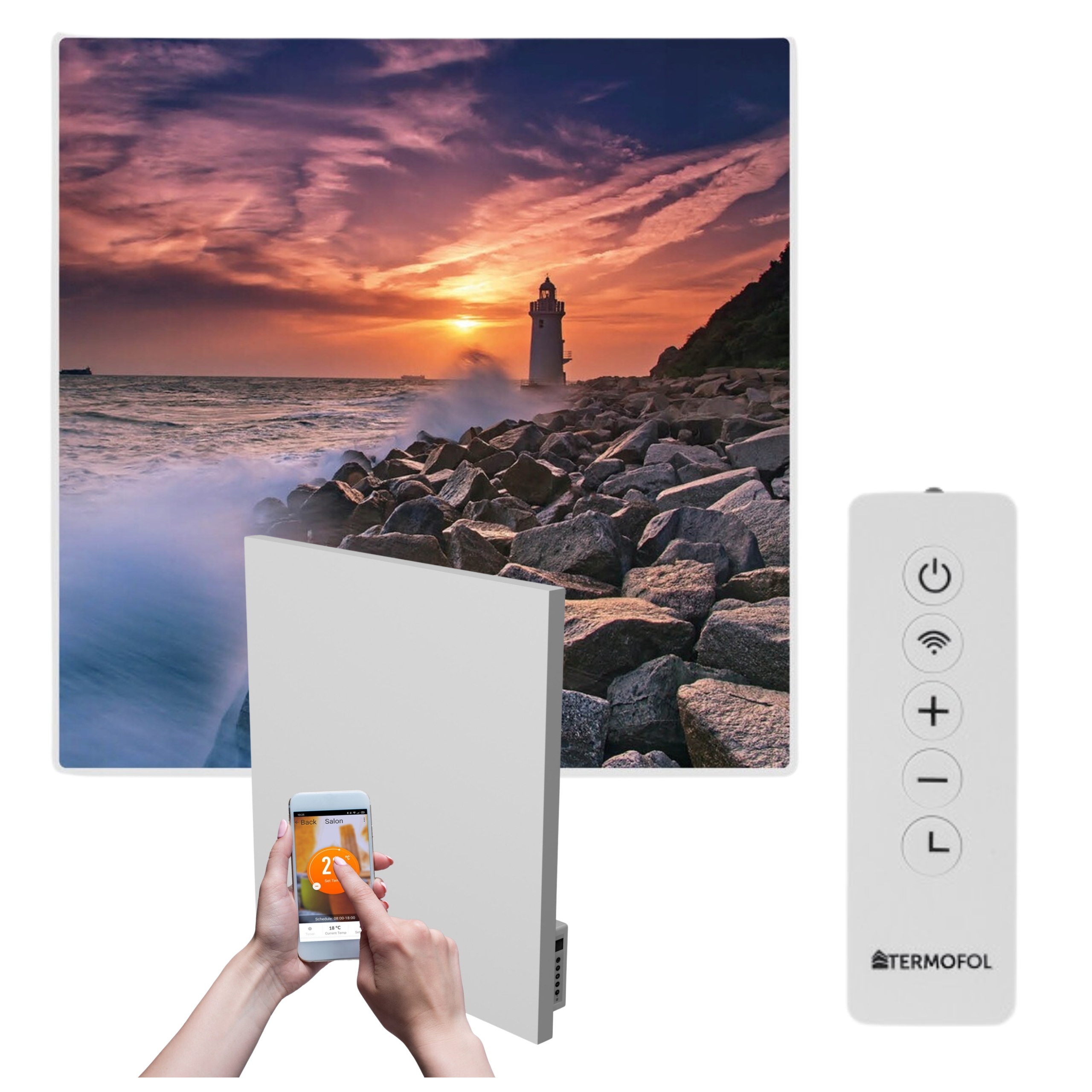 Infračervený ohrievač obraz maják more 350 W 60x60 cm WiFi