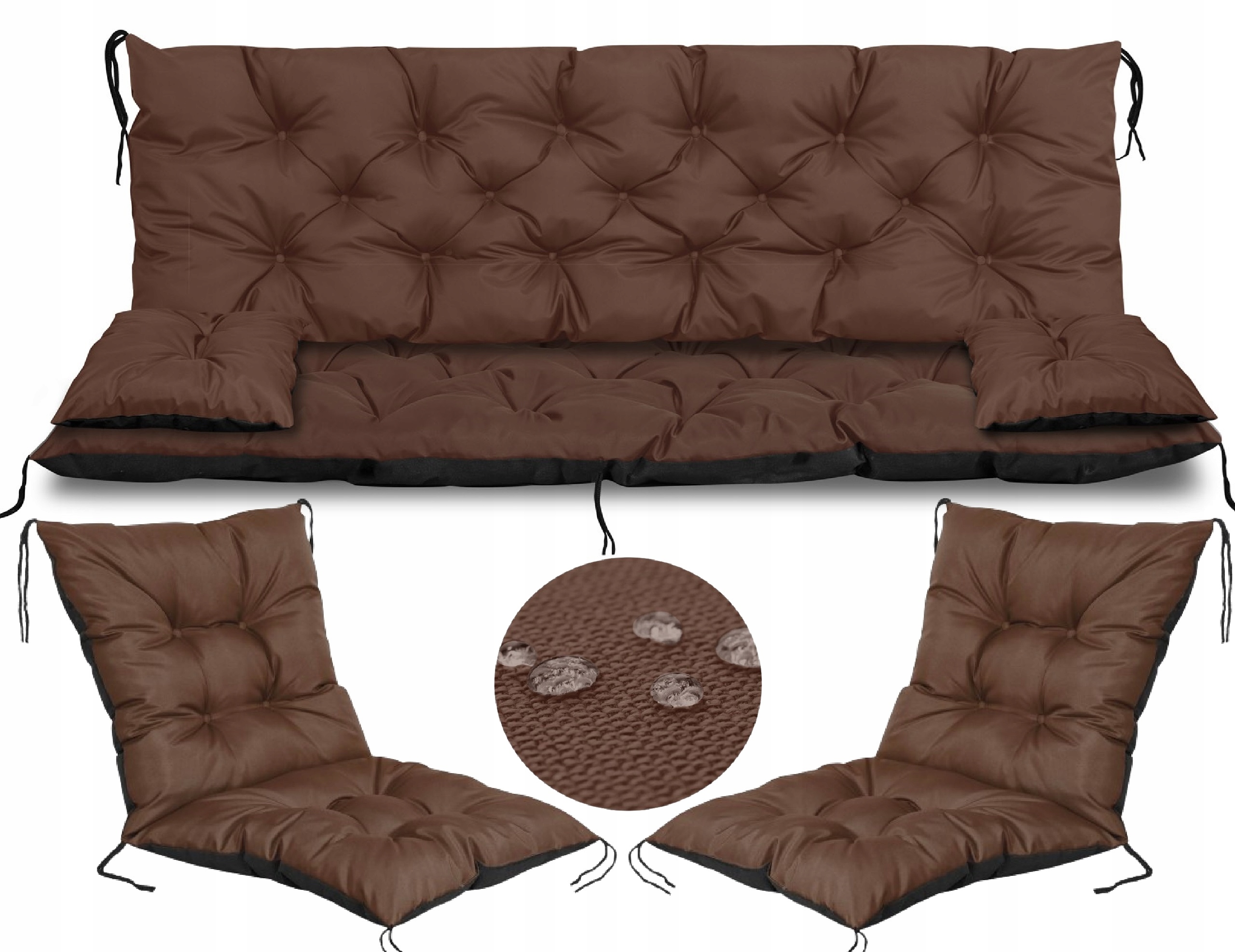 Záhradné vankúše na lavičku 120x60x50 cm 2 vankúše na stoličku 50x50x50 cm