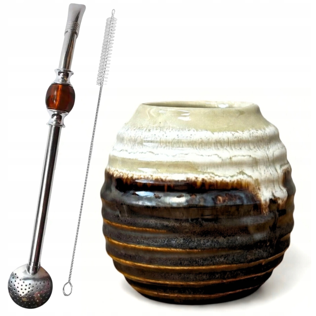 Levně Sada keramických tykví „Pneumatika“ Hrnek pro Yerba Mate Bombilla