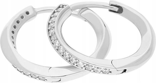Stříbrné náušnice 925 kruhy se zirkony anglické zapínání módní dámské