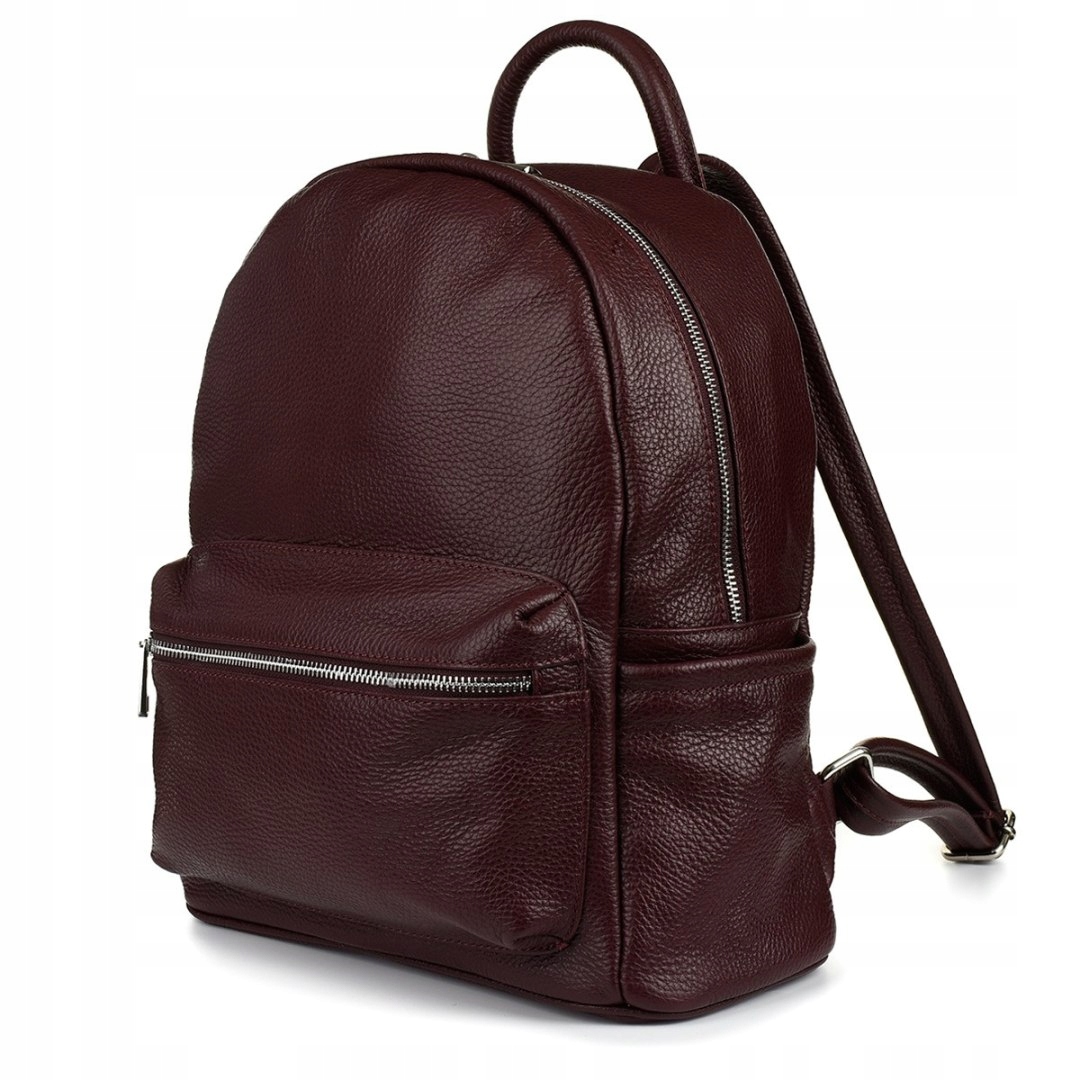 Velký batoh kožený prostorný batoh Vera Pelle městský červený Burgundský